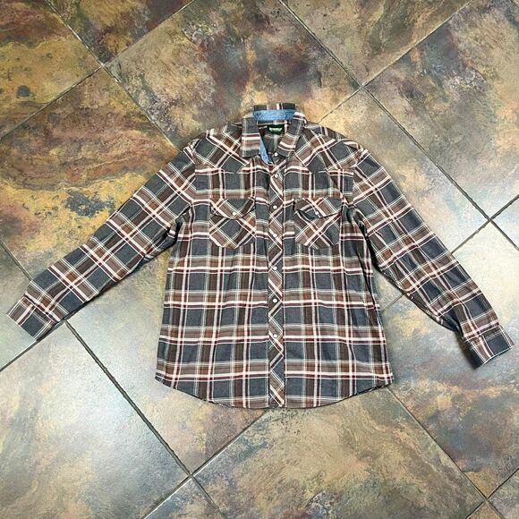 Outdoor Life Men's Western-Style Flannel Plaid Button Down Shirt Large - Picture 3 of 10